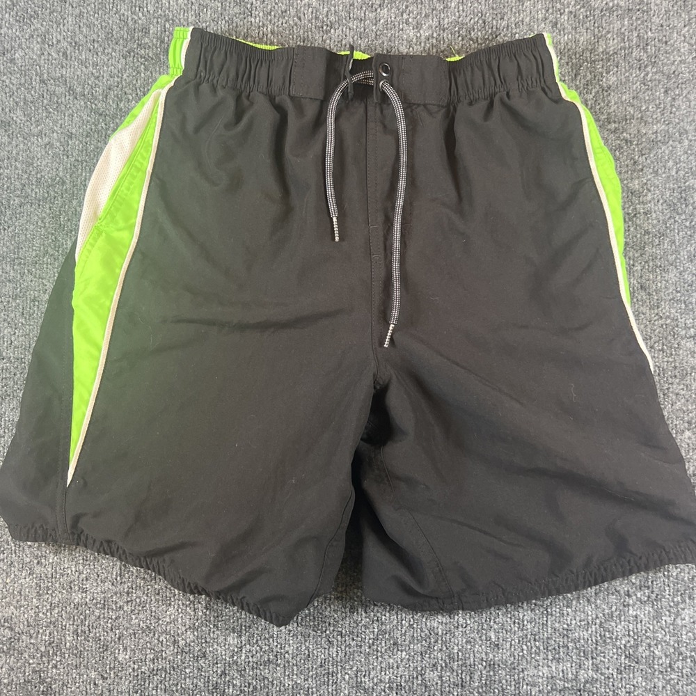 Nike Shorts Mens Medium Green Black Swim Trunks Lined Mesh Brief Lining Beach